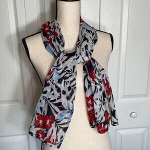 Floral-Themed Gauzy Lightweight Scarf